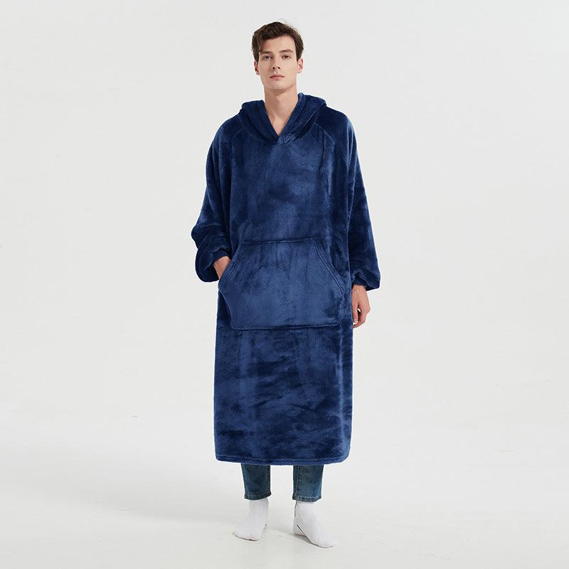 Moletom Oversized Com Capuz Azul Escuro