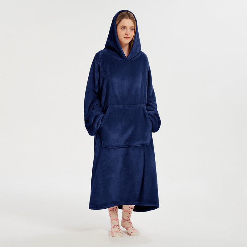 Moletom Oversized Com Capuz Azul Escuro