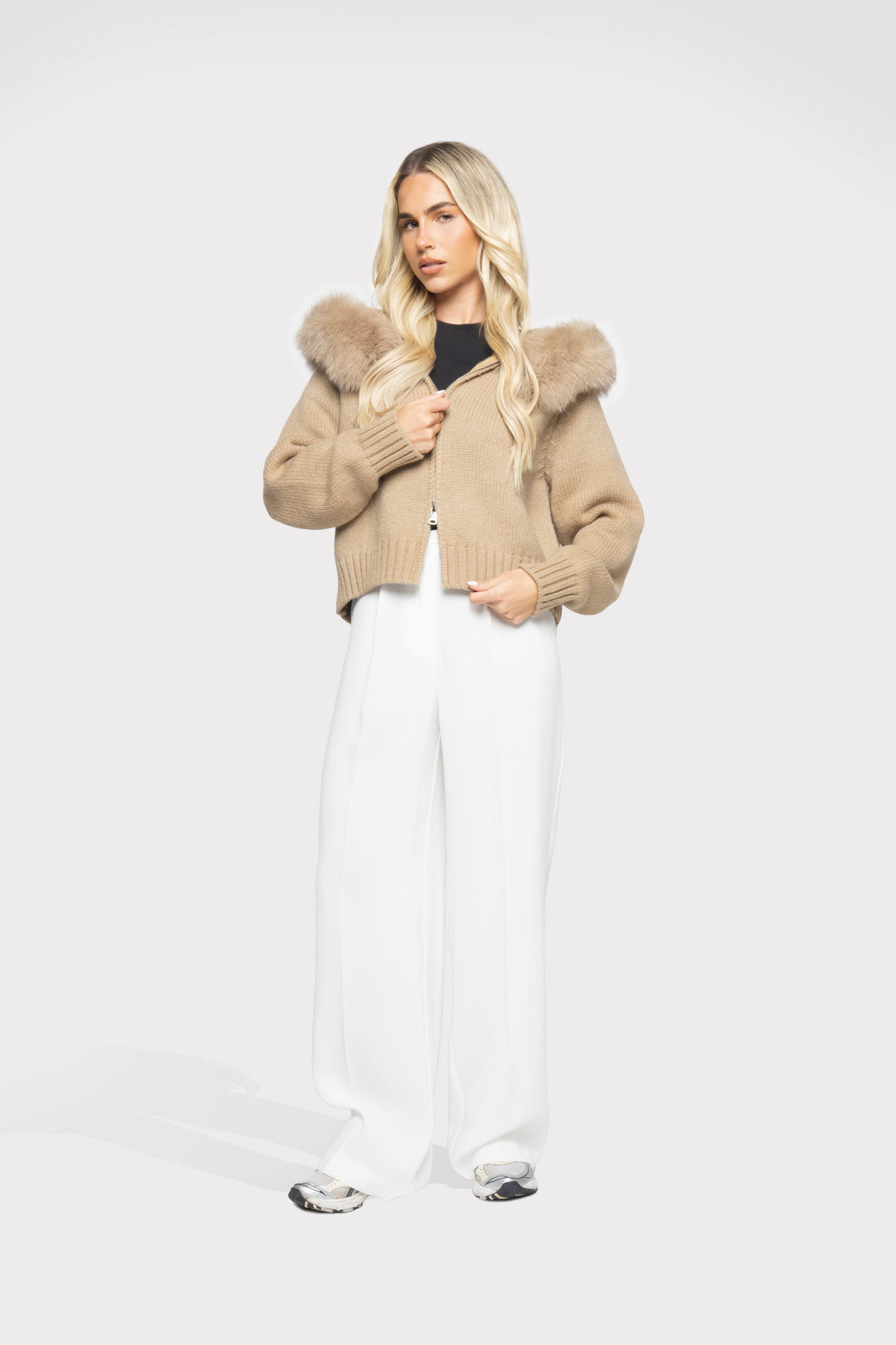 Velvet Cardigan - Beige