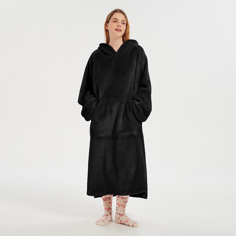 Moletom Oversized com Capuz Longo Preto