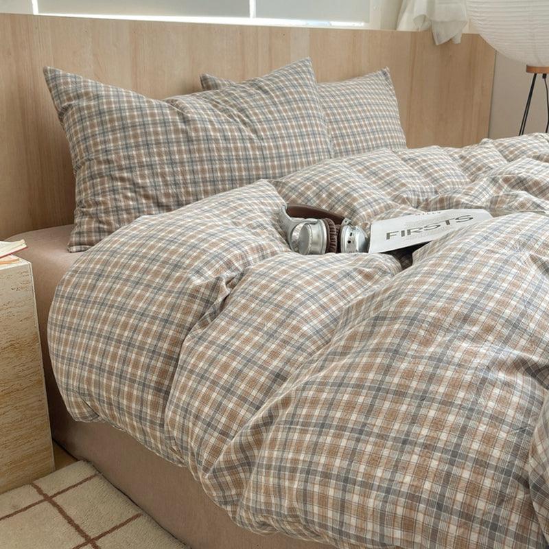 Duvet Xadrez de Algodão - Mocha