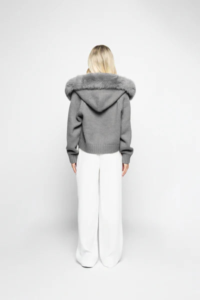Cardigan Aveludado - Cinza