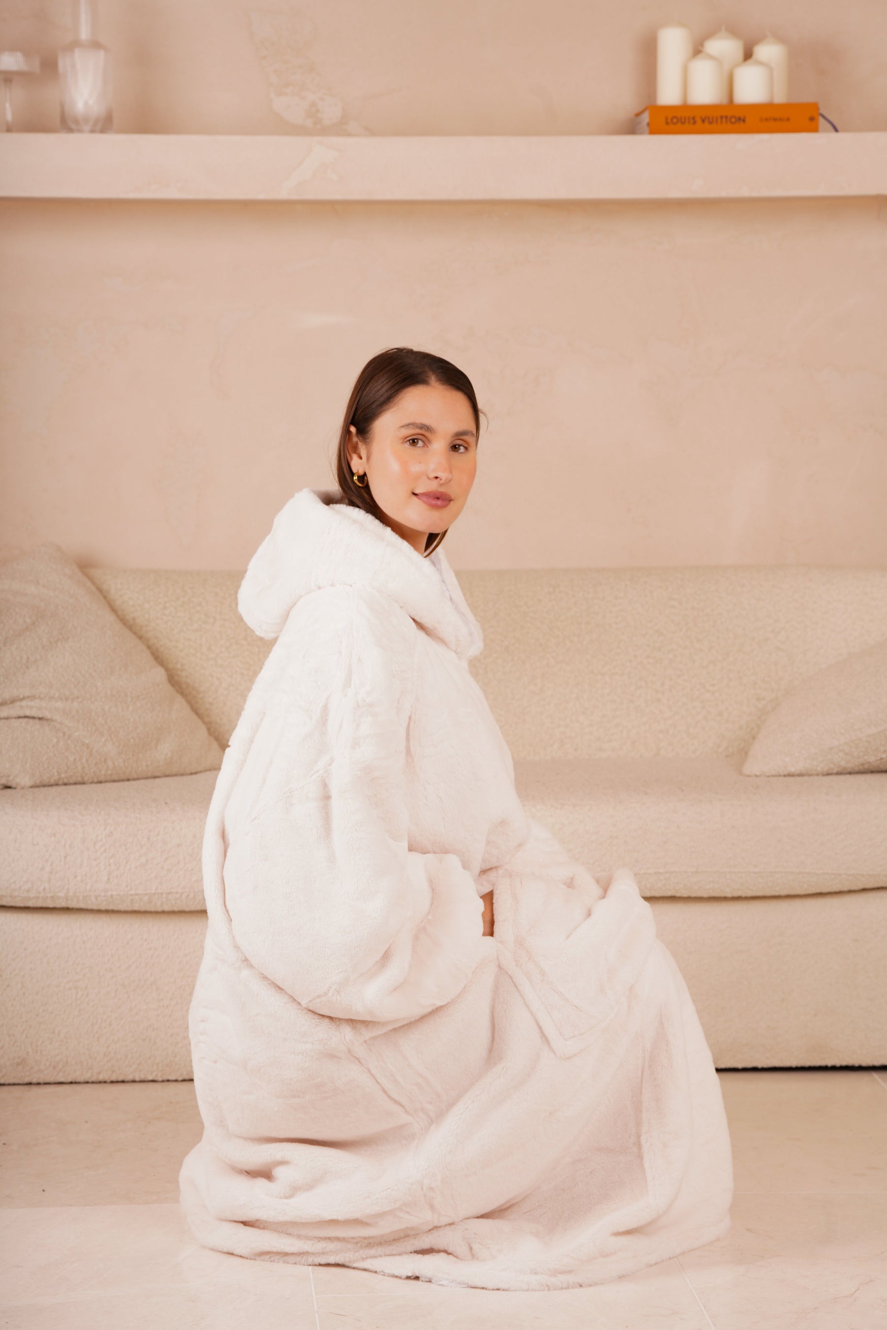 Moletom Oversized Com Capuz Long Marshmallow
