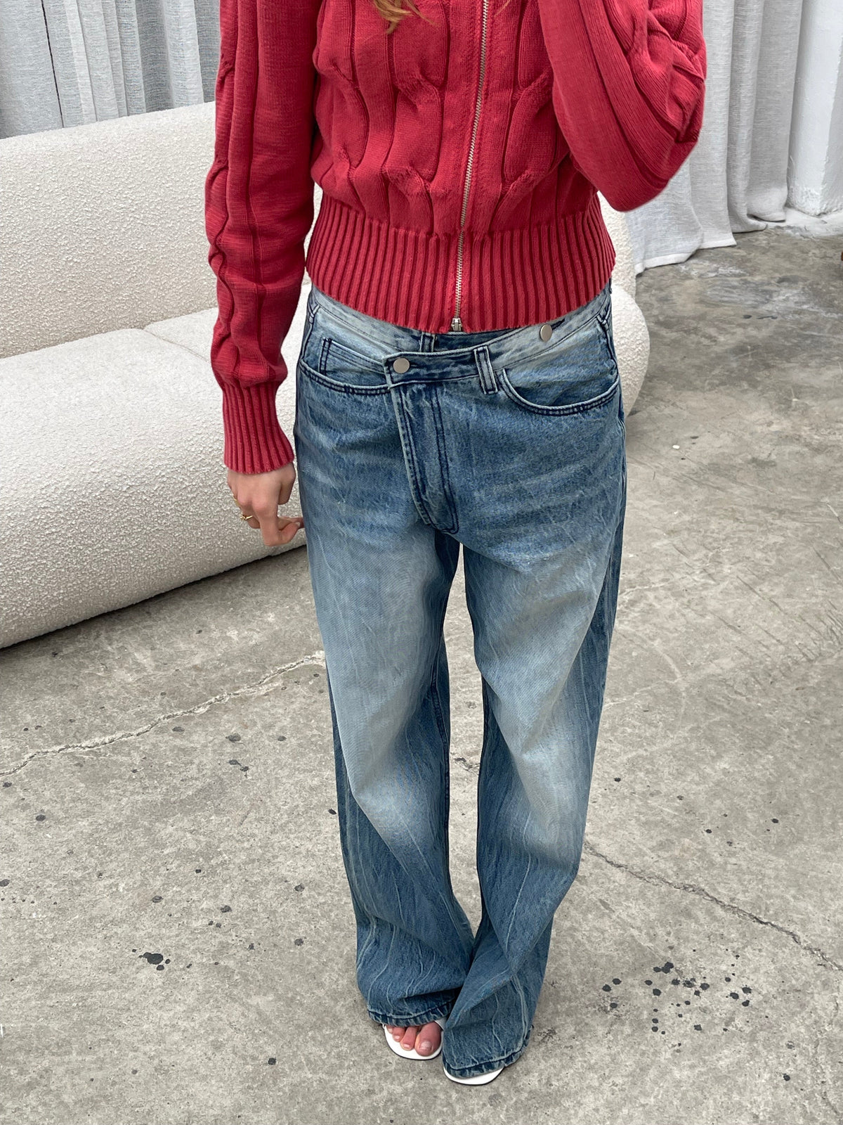 Calça Jeans Cruzada Azul Lavado