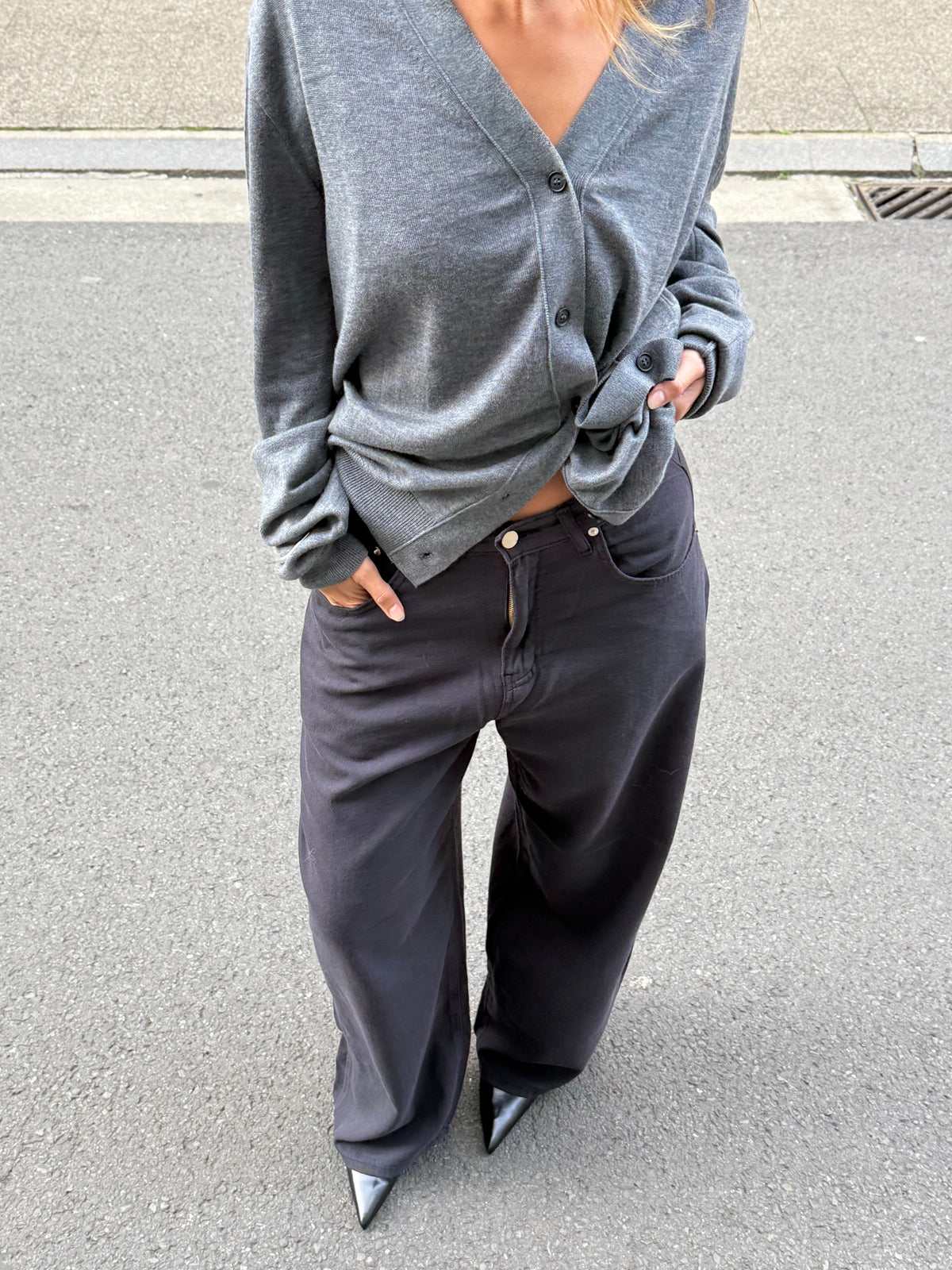 Calça Pantalona Larga Azul Marinho