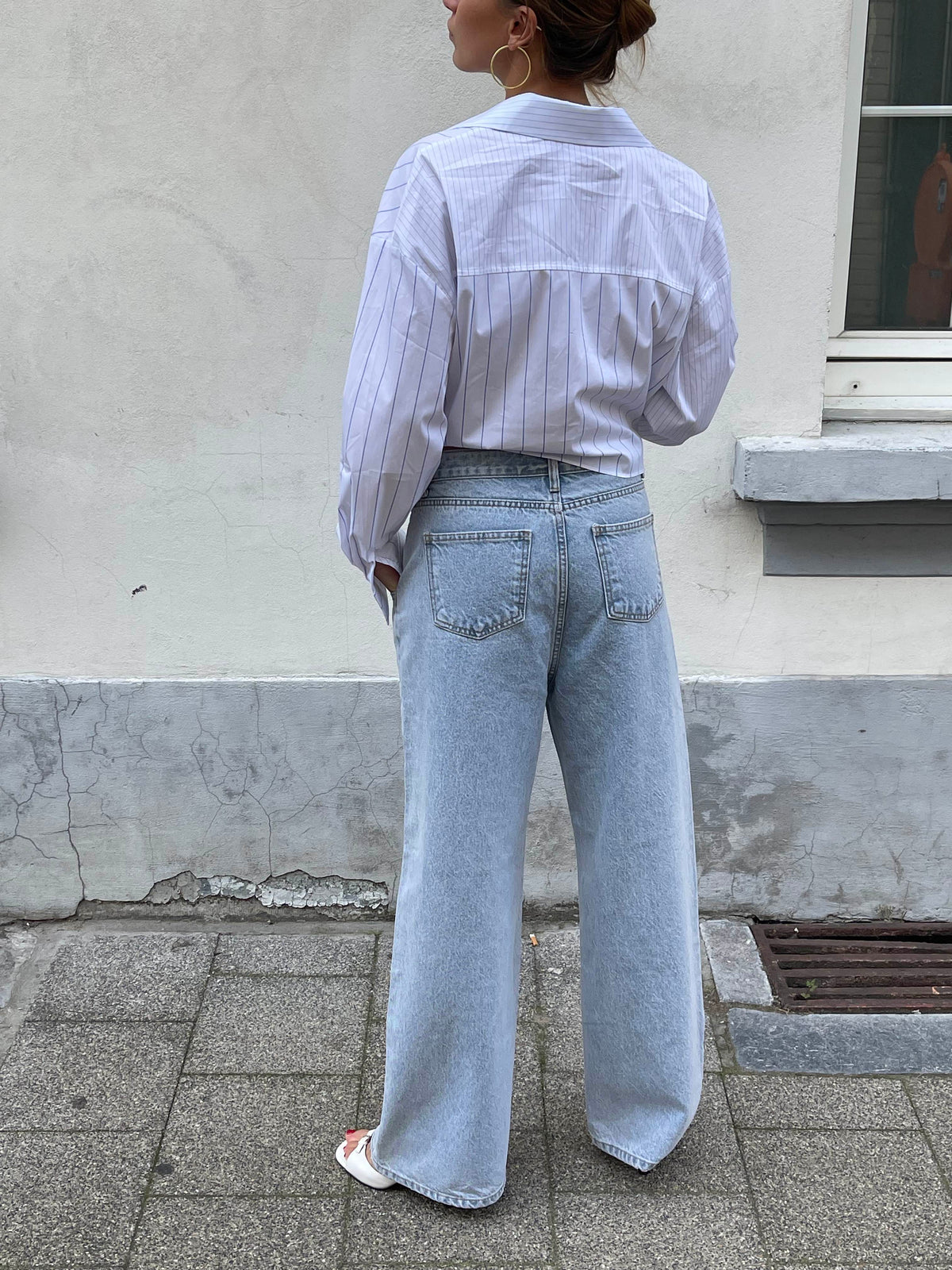 Calça Jeans Cruzada Azul Claro