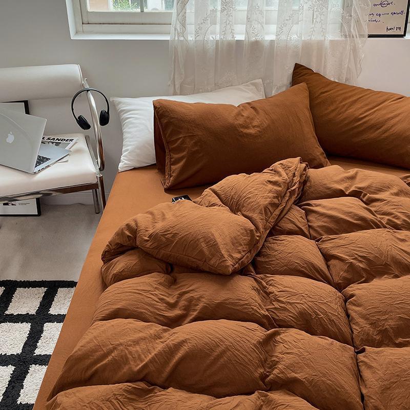Jogo de Duvet Solid Washed - Marrom