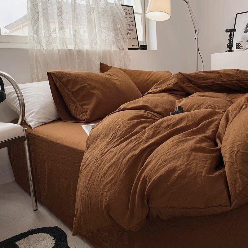 Jogo de Duvet Solid Washed - Marrom