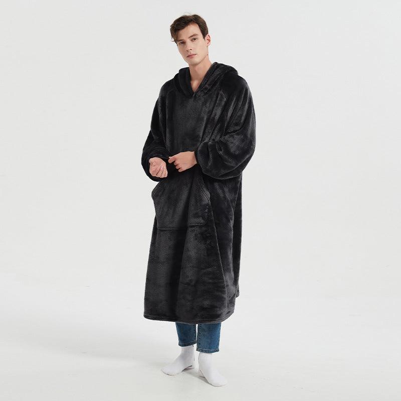 Moletom Oversized com Capuz Longo Preto