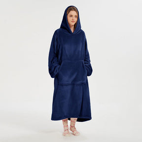 Moletom Oversized Com Capuz Azul Escuro