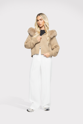 Velvet Cardigan - Beige