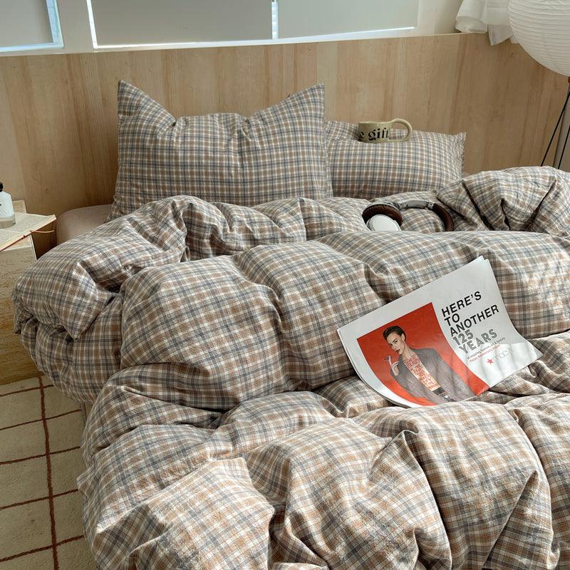 Duvet Xadrez de Algodão - Mocha