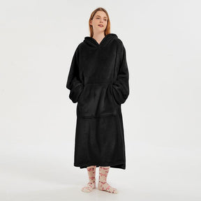 Moletom Oversized com Capuz Longo Preto