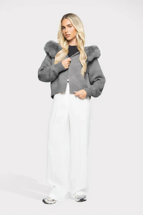Cardigan Aveludado - Cinza
