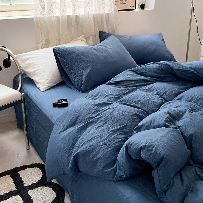 Duvet Solid Washed de Algodão - Navy