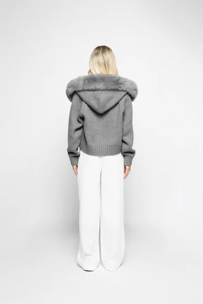 Cardigan Aveludado - Cinza