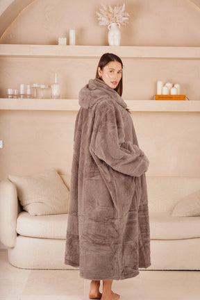 Moletom Oversized Com Capuz Long Mocha