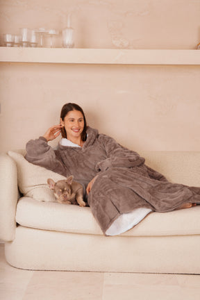 Moletom Oversized Com Capuz Long Mocha
