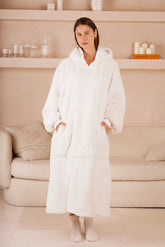 Moletom Oversized Com Capuz Long Marshmallow