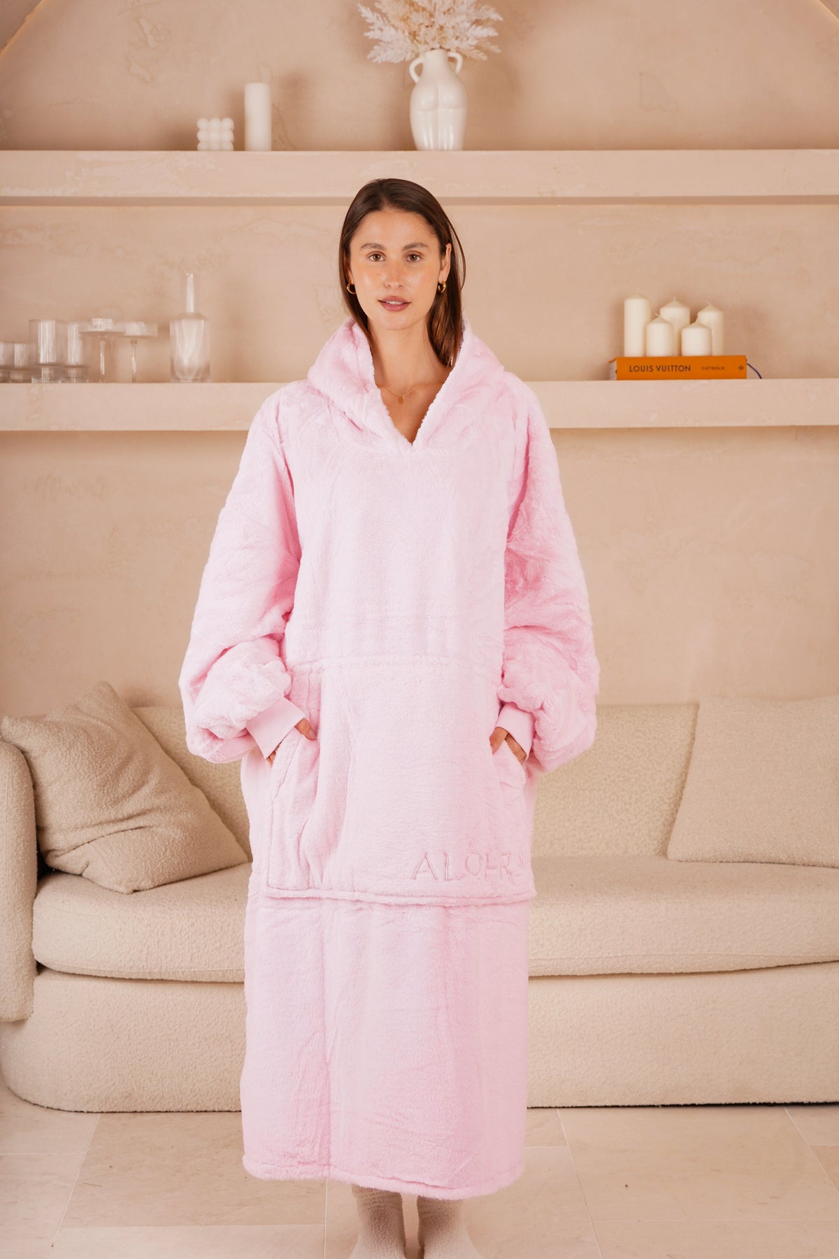 Moletom Oversized Com Capuz Long Blush