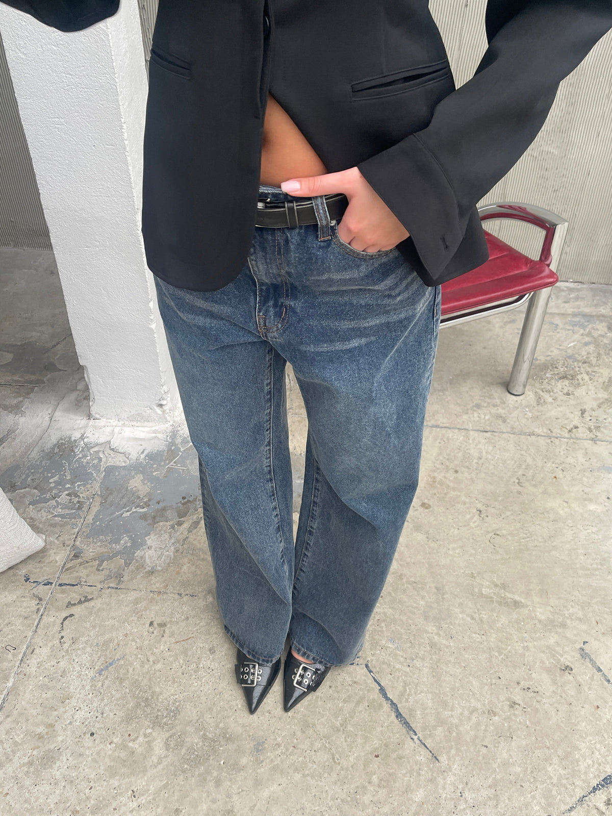 Calça Jeans Billie Dad Azul Escuro