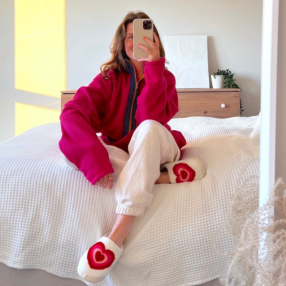 Pantufas Retrô Coração Sweetheart