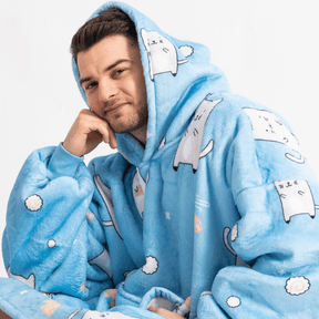 Moletom Oversized Com Capuz Gatinhos Brancos