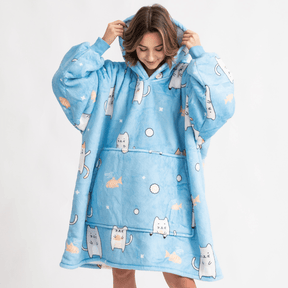 Moletom Oversized Com Capuz Gatinhos Brancos