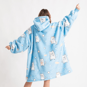 Moletom Oversized Com Capuz Gatinhos Brancos