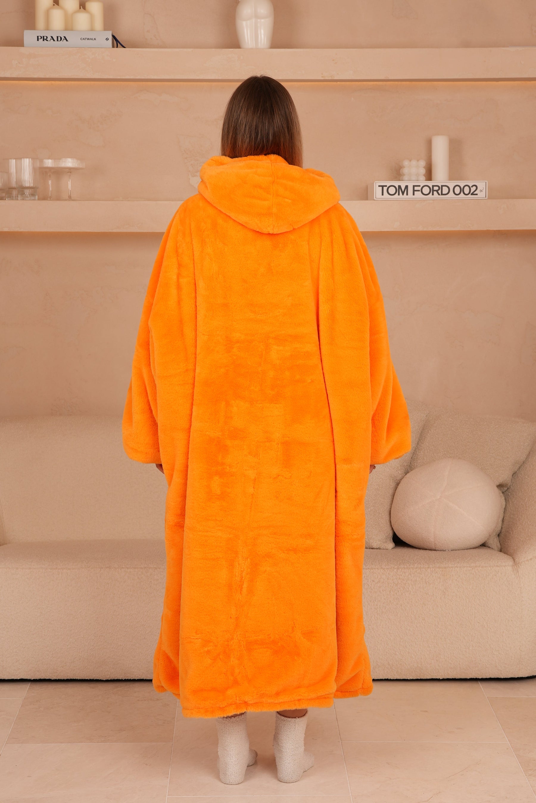 Moletom Oversized Com Capuz Long Papaya