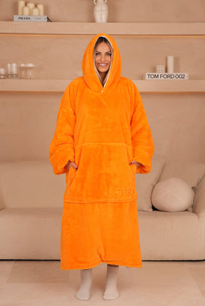 Moletom Oversized Com Capuz Long Papaya