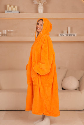 Moletom Oversized Com Capuz Long Papaya