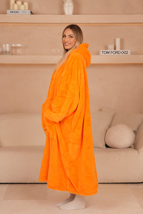 Moletom Oversized Com Capuz Long Papaya